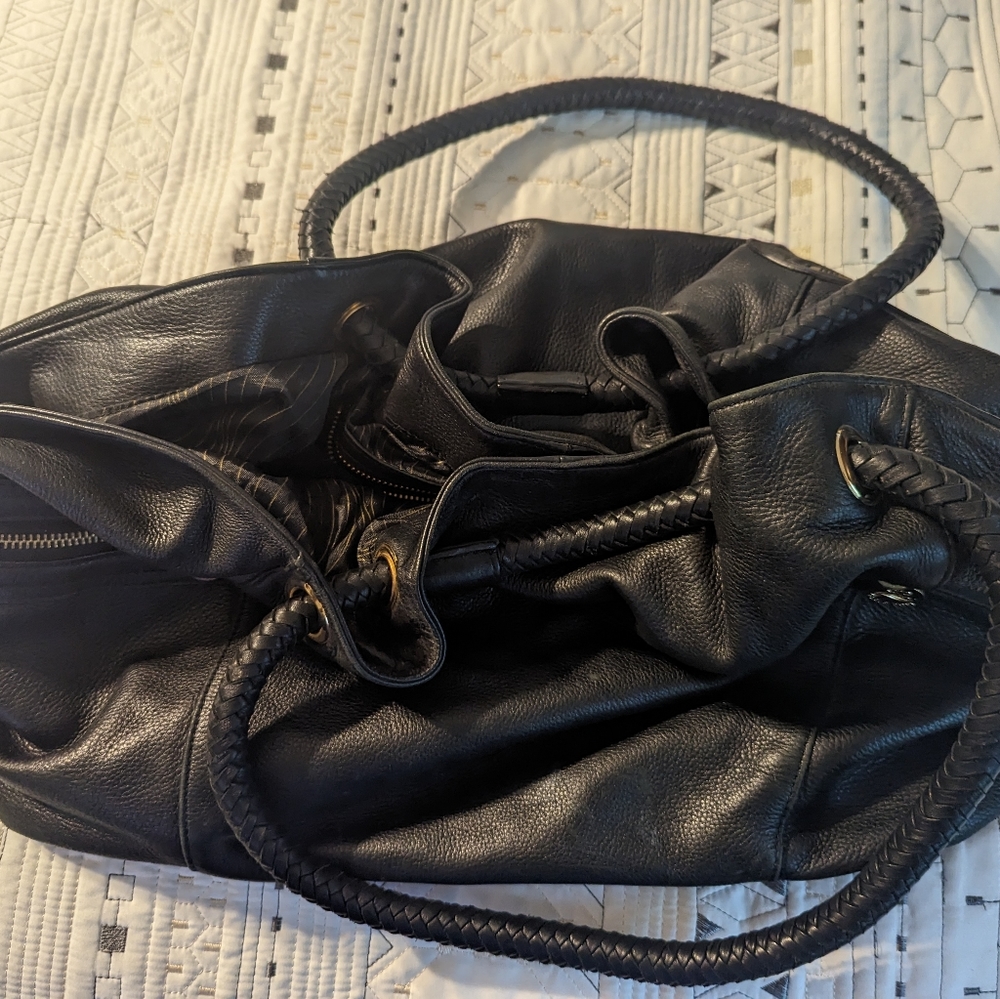 Rosie pope leather diaper bag extra large diaper bag with braided handles